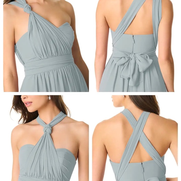 WEDDING BRIDESMAID PROM AZAZIE Grey A-Line Strapless Chiffon Convertible Dress 👗 - Picture 6 of 15